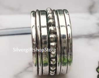 Ontwerper Spinner Ring, 925 Sterling Silver Spinner Ring, Handgemaakte Duim Zilveren Ring, Boho Ring, Kerstcadeau, Damesring, Cadeauring.