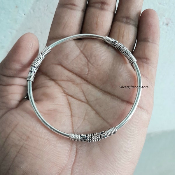 Bali Tribal Ornate Bangle Stacking Bracelet, Artisan crafted Bangle, Sterling Silver Balinese Bangle / Bracelet.