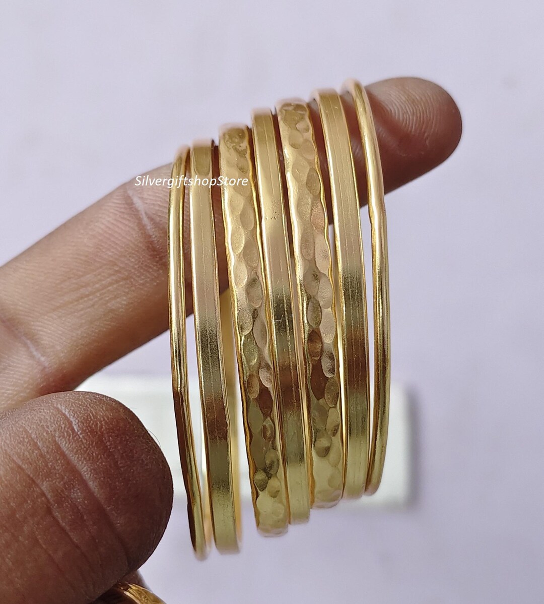 Stacking Bangles 18k Gold Plated Stacking Bangles - Set of 7 - Etsy