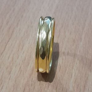 14K Gold Plated Spinner Ring, Fidget Ring, Handmade Ring, Minimalist Yellow Gold Plated Ring, Anxiety Ring, Wedding Gift For Her.