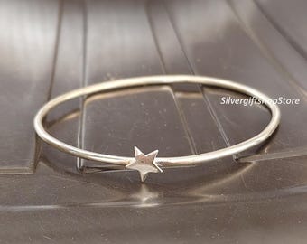 925スターリングシルバーバングル：月と星のデザイン - Etsy 日本