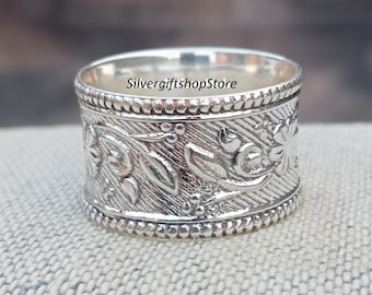 Brede bandring bloem sterlingzilver: duimring
