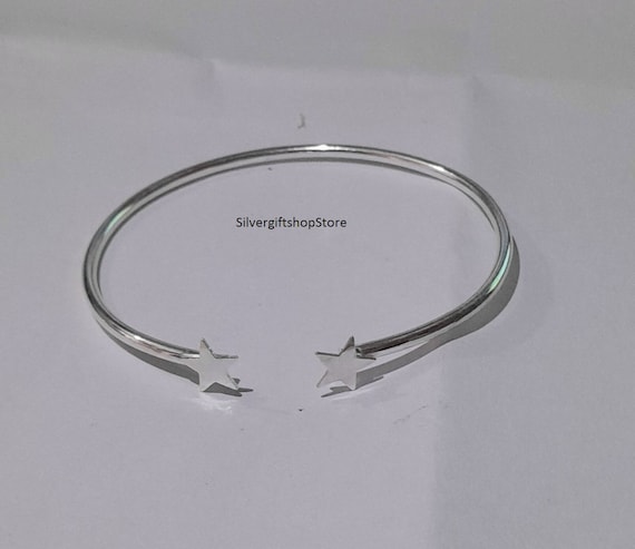 SILVER925 STAR DESIGN BRACELET /シルバーバングル 925 Sterling Silver Star Open Bangle / Bracelets, Stacking