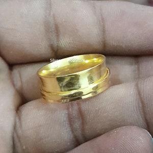 Handmade 14K Gold Plated Spinner Ring: Sterling Silver Fidget, Anxiety Ring