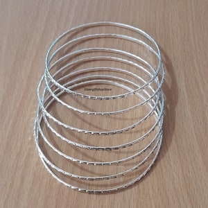 Thin Silver Bangles ,stacking Bangle Sets ,set of 7 Bangles, Summer ...