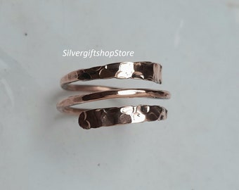 Handmade Hammered Copper Wrap Ring: Arthritis Jewelry