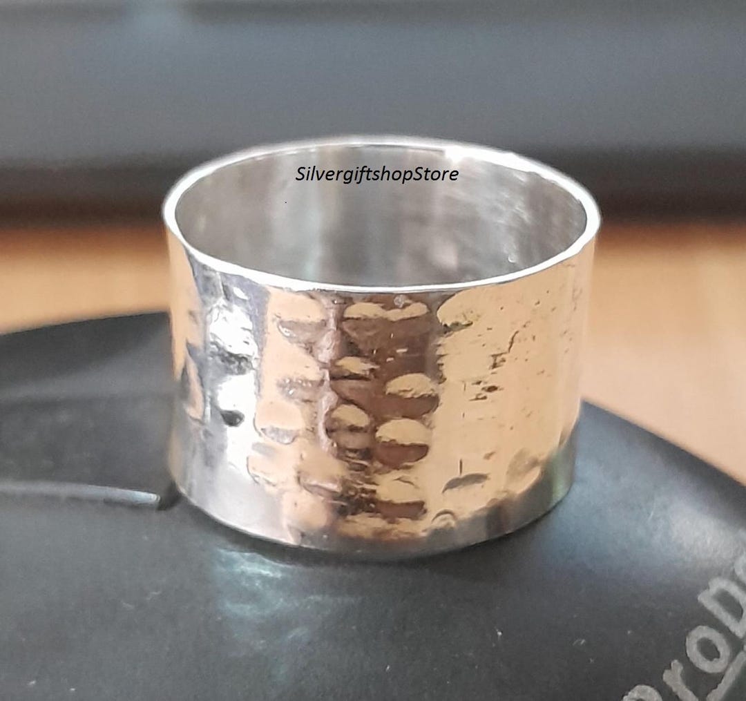 Hammered Sterling Silver Wide Band Ring: Boho Thumb Ring - Etsy