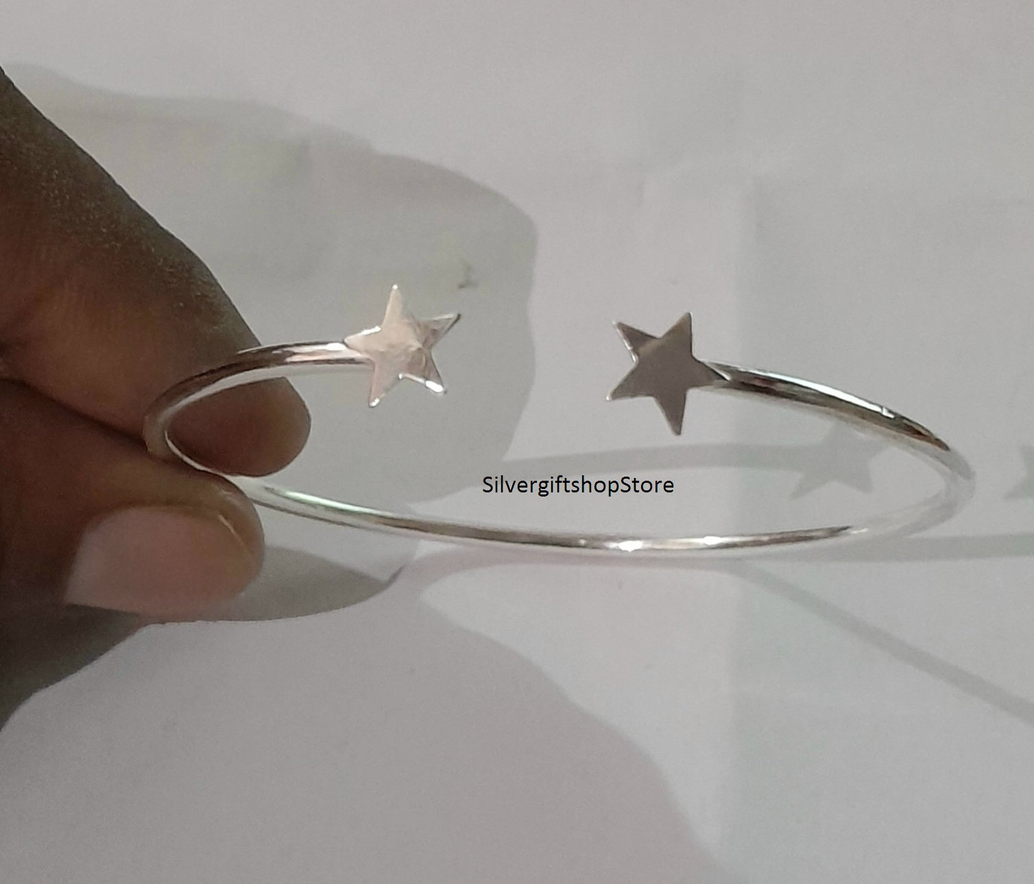SILVER925 STAR DESIGN BRACELET /シルバーバングル 925 Sterling Silver Star Open Bangle / Bracelets, Stacking