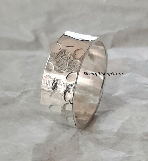 Handmade Sterling Silver Hammered Band Ring, Meditation Ring