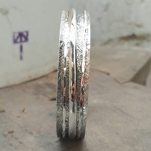 Silver Spinning Bangles, Statement Bangles, Bangles For Women , 925 Sterling Silver Bangles, Spinner Bangles,  Wide Bangles ,Gift For Wife.