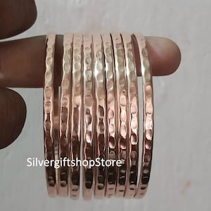 Set of Solid Copper Bangles / Set of 9 Pc Hammered Bangles / Pure Copper /Copper Bangles / Bracelets / Gift For Women /Wedding Gift. image 5