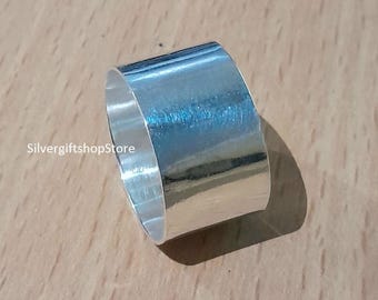 Anillo ancho de plata de ley 925: anillo bohemio para el pulgar