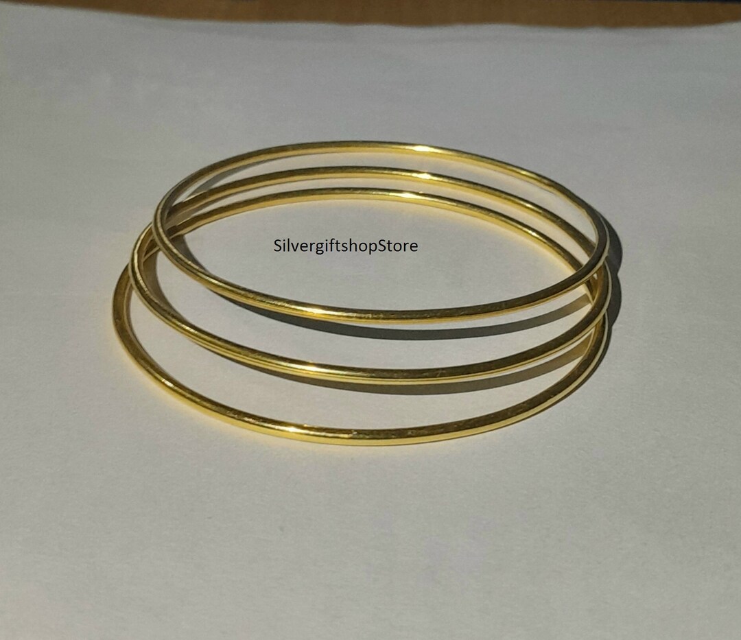 Minimalist Gold Plated Bangle Set: Thin Stacking Bracelets - Etsy