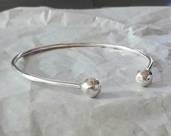 925 Sterling Silver Torque Cuff Bangle Bracelet 60 Mm by 45