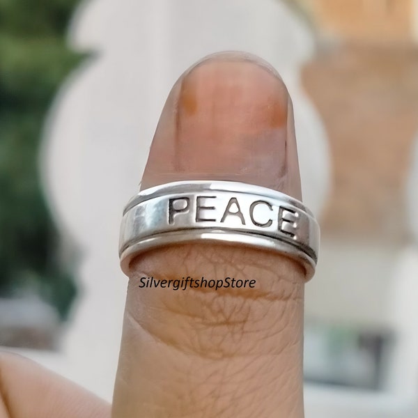 Sterling Silver Ring, Peace Ring, Spinner Peace Band, Harry Styles Inspired Ring, Statement Ring, Everyday Ring, Dainty Minimalist Ring.