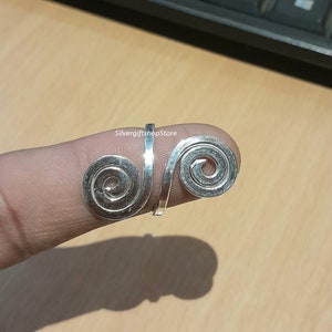 Sterling Silver Spiral Ring: Adjustable Double Coil Band
