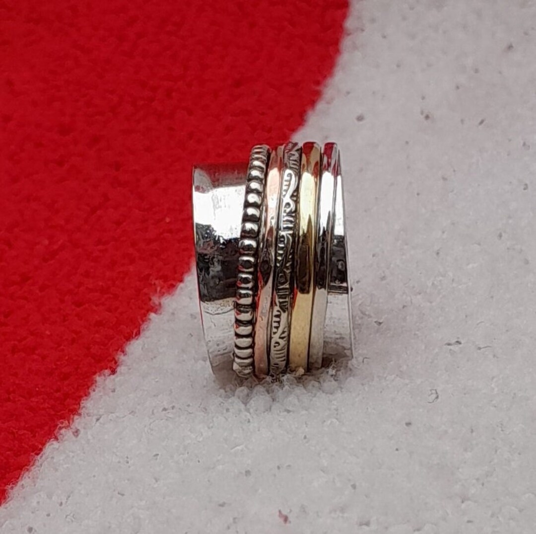 Sterling Silver Spinner Ring: Handmade Meditation Fidget Ring - Etsy