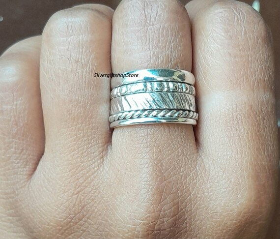 Textured Five Band Stacked Ring Set Sterling Silver Textured Five Band Stacked Ring Set Sterling Silver