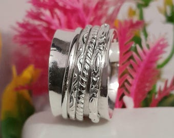 Handgemachte Silber Spinner Ring: Meditation Sorgen Fidget Ring