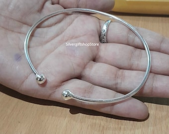 Bracelet-jonc dynamométrique fait main en argent sterling : bracelet minimaliste