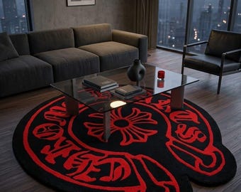 Handmade Gothic Cross Rug Red Yellow Green White Blue Custom Tufted Punk Rock Carpet Streetwear Style Area Rug for Bedroom Living Room Decor