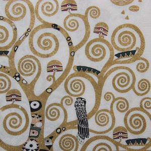 2 o 4 pezzi di tovaglioli di carta per decoupage, Albero della vita di Gustav Klimt, Albero dorato su sfondo bianco, Masters Of Painting tovaglioli per decoupage
