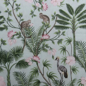 2 ou 4 unidades de guardanapos de papel para artesanato, floresta tropical selvagem com macacos e pássaros em fundo azul-petróleo, guardanapos de decoupage de floresta tropical