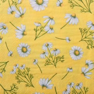 2 o 4 pezzi di tovaglioli di carta per lavori artigianali, margherite su sfondo giallo, margherite decoupage, tovaglioli fiori estivi, tovaglioli estivi