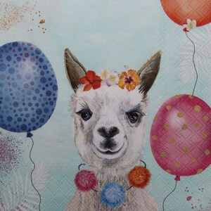 Tovaglioli di carta da 2 o 4 pezzi per decoupage, lama bianca con ghirlanda su sfondo azzurro con palloncini colorati, creazione di biglietti con lama, bambini