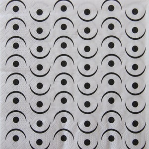 2 o 4 pezzi di tovaglioli di carta per lavori artigianali, motivo geometrico nero senza cuciture con semicerchi e pois su sfondo bianco, decoupage grafico