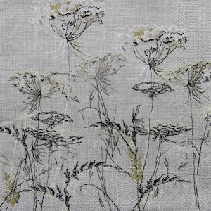 2 o 4 servilletas de papel para manualidades, dibujo de Achillea sobre fondo de lino, servilletas de decoupage con hierbas, servilletas de prado, minimalismo