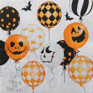 Tovaglioli di carta da 2 o 4 pezzi per lavori creativi, divertenti palloncini e pipistrelli di Halloween con scritta Boo, Dolcetto o scherzetto, tovaglioli per decoupage di Halloween