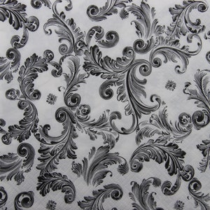 2 o 4 servilletas de papel para manualidades, diseño arabesco negro sobre fondo blanco, servilletas para decoupage, efímeras, servilletas para scrapbooking