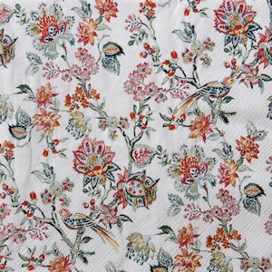2 ou 4 serviettes en papier pour découpage, oiseaux et fleurs orientaux, branches et oiseaux d'automne sans couture, branches d'arbres à motifs orientaux