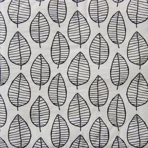 2 oder 4 Stück Papierservietten Zum Basteln, Schwarzes Blatt Muster auf Creme Hintergrund, Servietten Für Decoupage, Laubwerk Decoupage Servietten