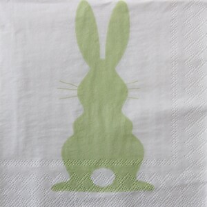 2 oder 4 Stück Papierservietten Für Decoupage, Grüner Osterhase Auf Weißem Hintergrund, Osterhase Decoupage Servietten, Ostern Decoupage Servietten