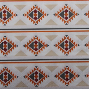 2 ou 4 serviettes en papier pour bricolage, motif graphique scandinave beige, orange, gris, blanc, serviettes de table pour découpage scandinave, collages