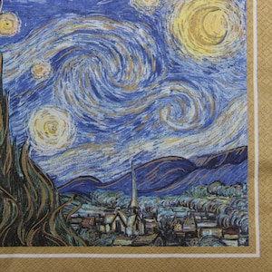 2 oder 4 Stück Papierservietten zum Basteln, Vincent Van Gogh - Die Sternennacht Malerei Decoupage Servietten, Meister der Malerei Decoupage Servietten