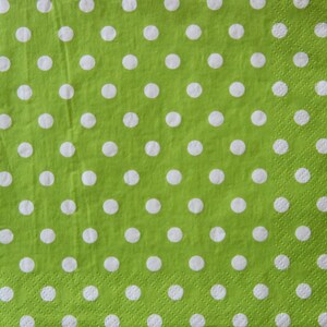Tovaglioli di carta da 2 o 4 pezzi per artigianato, motivo a pois bianchi su sfondo verde, tovagliolo per decoupage verde lime, tovagliolo a pois, carta velina