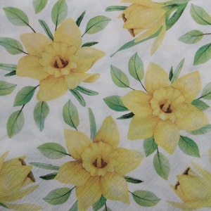 2 ou 4 serviettes en papier pour découpage, serviettes fleurs jonquilles jaunes, serviettes pour découpage printemps, découpage Pâques, serviettes fleurs jardin