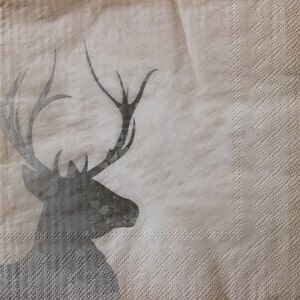 Tovaglioli di carta da 2 o 4 pezzi per decoupage, torso ombra di cervo su sfondo color crema, tovaglioli artigianali, tovaglioli per decoupage di cervo, tovaglioli scandinavi