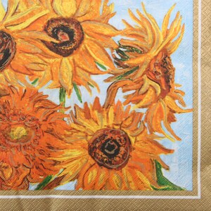 2 or 4 Pcs Paper Napkins For Crafting, Vincent Van Gogh - Sunflowers Painting Decoupage Napkins, Masters Of Painting Decoupage Napkins