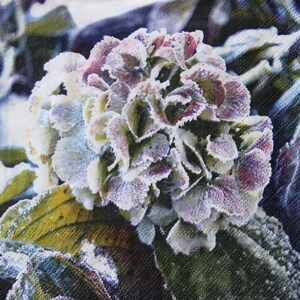 Tovaglioli di carta da 2 o 4 pezzi per decoupage, tovaglioli per decoupage di ortensia viola congelata, carta per decoupage invernale, tovaglioli per decoupage per la Norvegia