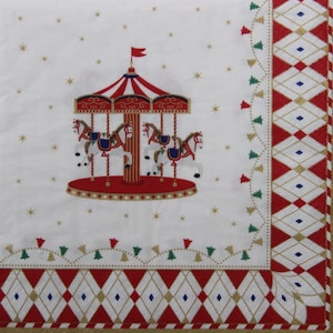 2 ou 4 serviettes en papier pour bricolage, Noël au pays des merveilles, carrousel de chevaux à bascule, grande roue, montgolfière, stand de courses