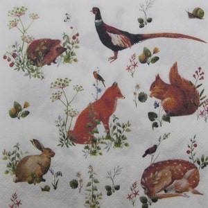 2 ou 4 guardanapos de papel para decoupage, guardanapos de decoupage de animais da floresta, guardanapos para artesanato, suprimentos para fazer colagens, guardanapos de animais selvagens