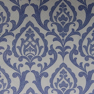Tovaglioli di carta da 2 o 4 pezzi per decoupage, motivo damascato blu su sfondo grigio, tovaglioli per decoupage, oggetti effimeri per decoupage, scrapbooking