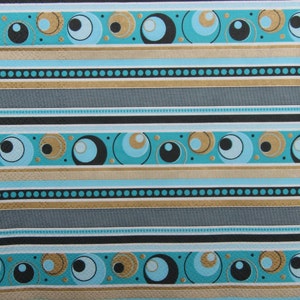 2 ou 4 serviettes en papier pour bricolage, turquoise, noir, or, motif rayures blanches et taches oculaires, serviette de table pour découpage