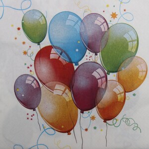 2 oder 4 Stück Papierservietten für Decoupage, bunte Luftballons auf weißem Hintergrund mit SternenKonfetti, Decoupage-Servietten für Kinder, Collage