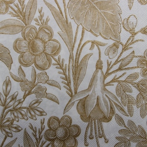2 o 4 pezzi di tovaglioli di carta per artigianato, motivo di fiori dorati su sfondo bianco, tovaglioli per decoupage floreale, forniture per diario, collage