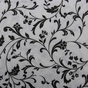 2 o 4 servilletas de papel para manualidades, patrón de remolino negro sobre fondo blanco, servilletas para decoupage, efímeras, servilletas de collage